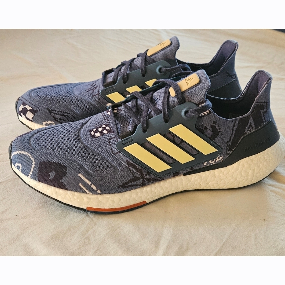 EUC-Adidas Athletic Running Shoes  In Blue & Yellow Sz 12.5